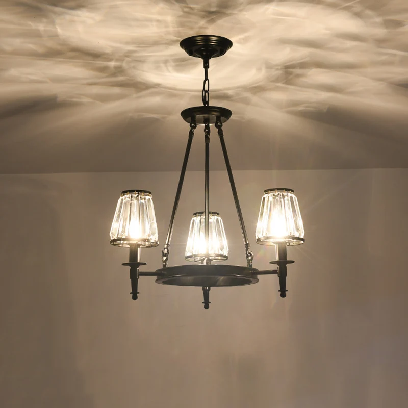 Kit de lampe suspendue en cristal à facettes, lustre conique classique pour salon, éclairage avec anneau en métal Clearhalo