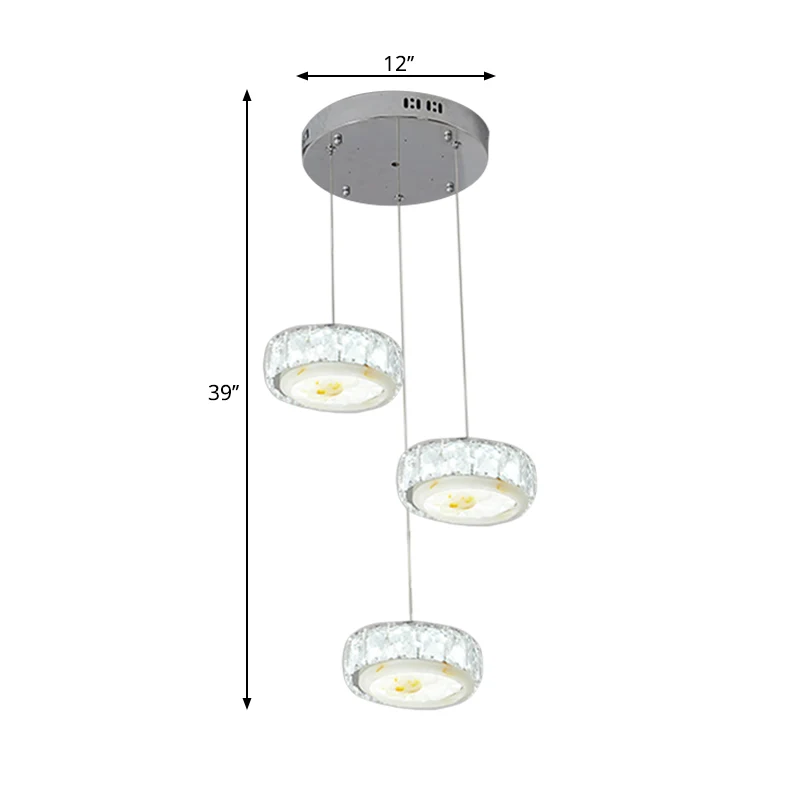 Kit de lampe suspendue en forme de cercle de cristal à facettes, multi-suspension LED moderne avec motif de fleur de Jade...
