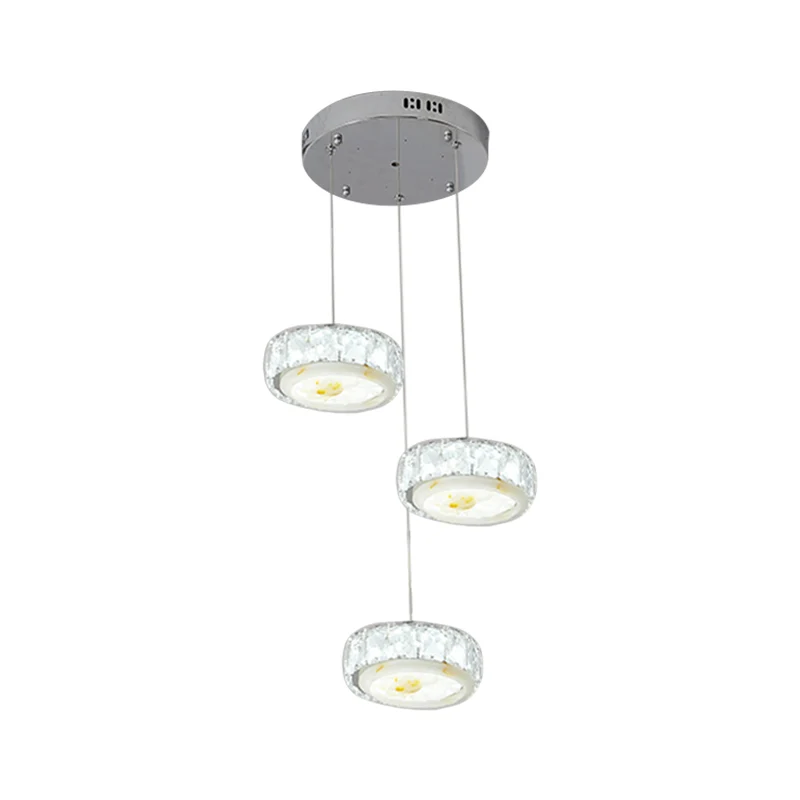 Kit de lampe suspendue en forme de cercle de cristal à facettes, multi-suspension LED moderne avec motif de fleur de Jade...