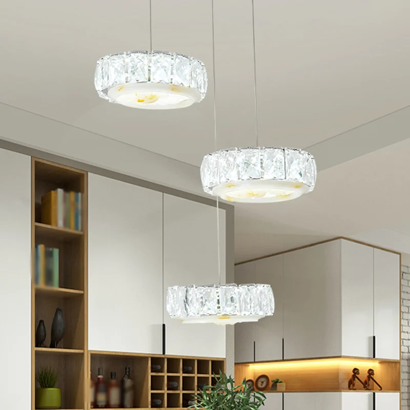 Kit de lampe suspendue en forme de cercle de cristal à facettes, multi-suspension LED moderne avec motif de fleur de Jade...