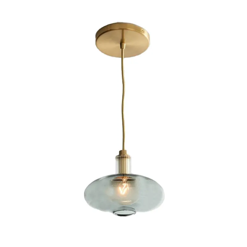Kit de lampe suspendue ovale moderne en verre gris fumé, 1 tête en laiton, luminaire suspendu Clearhalo