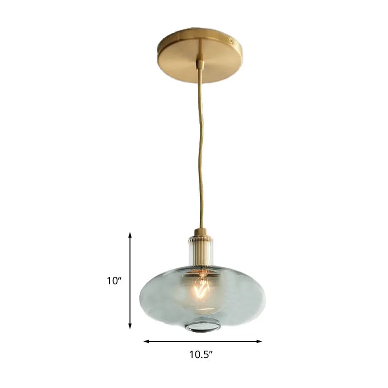 Kit de lampe suspendue ovale moderne en verre gris fumé, 1 tête en laiton, luminaire suspendu Clearhalo