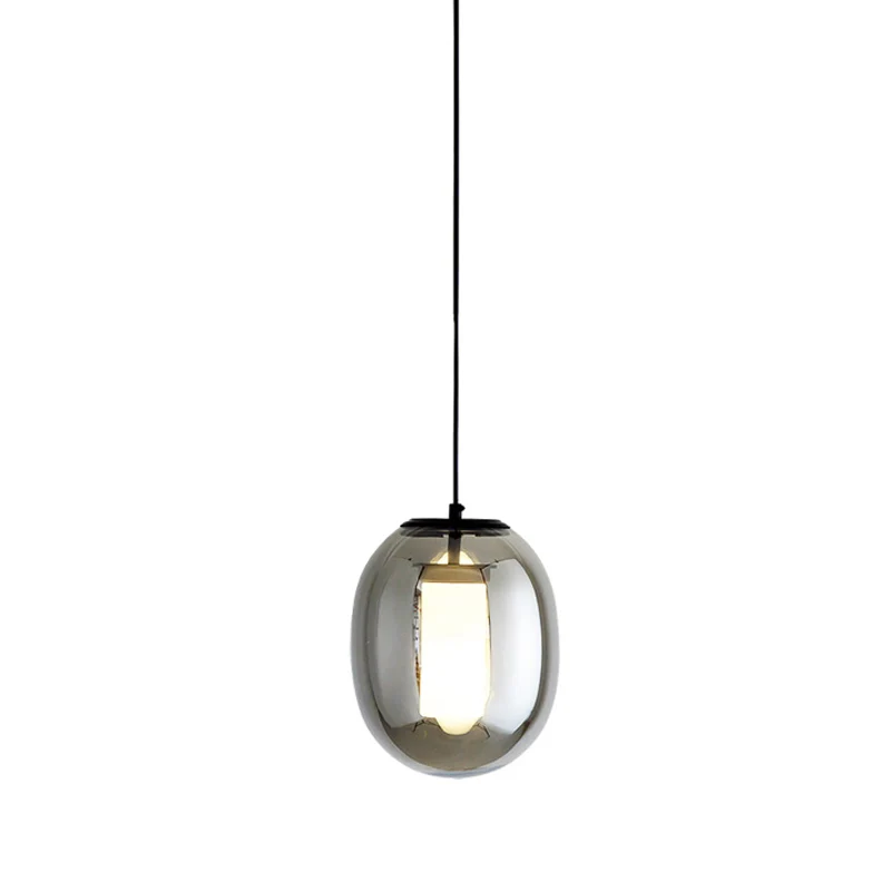 Kit de lampe suspendue ovale pour chambre à coucher, verre noir, 1 tête de 7 "/8,5" de large, style Simple Clearhalo