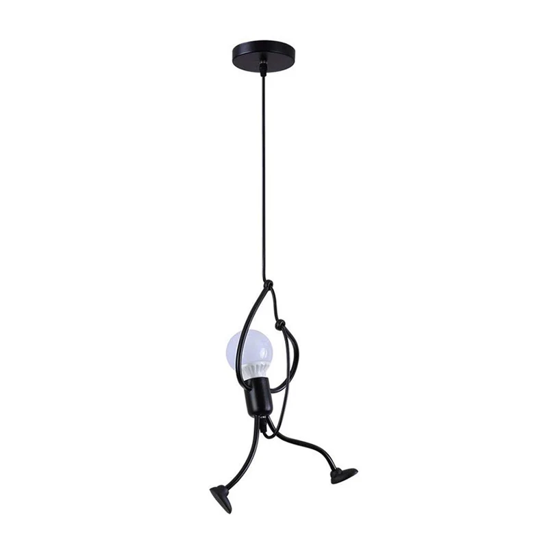 Kit de lampe suspendue petit Stickman noir, plafonnier artistique à 1 lumière en métal Clearhalo