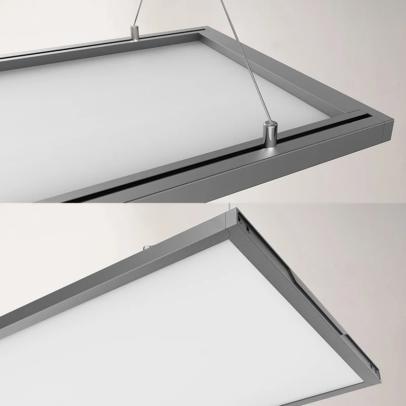 Kit de plafonnier LED en acrylique, pendentif Ultra mince, moderne, argent/noir, pour bureau Clearhalo