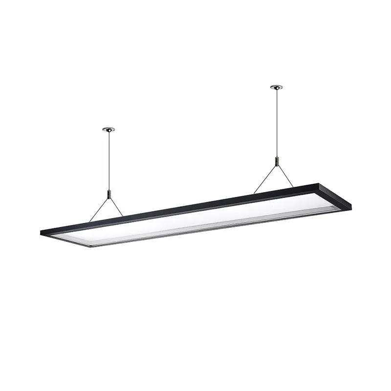 Kit de plafonnier LED en acrylique, pendentif Ultra mince, moderne, argent/noir, pour bureau Clearhalo