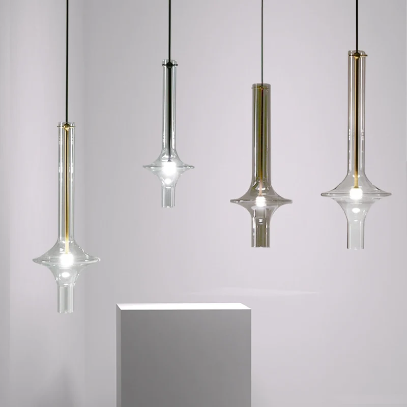 Kit de suspension allongée pour salle à manger, lampe suspendue en verre à 1 lumière de style moderne Clearhalo