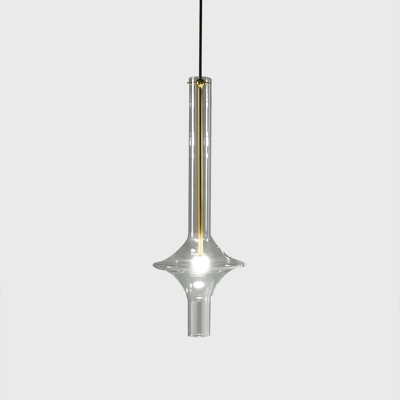 Kit de suspension allongée pour salle à manger, lampe suspendue en verre à 1 lumière de style moderne Clearhalo