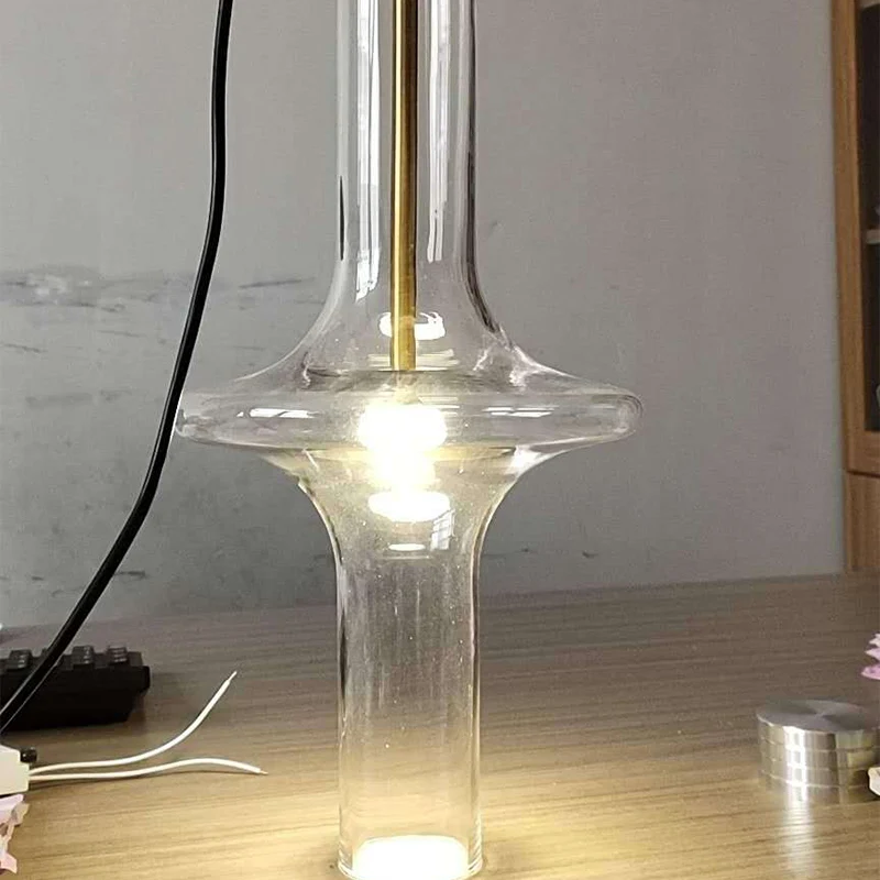Kit de suspension allongée pour salle à manger, lampe suspendue en verre à 1 lumière de style moderne Clearhalo