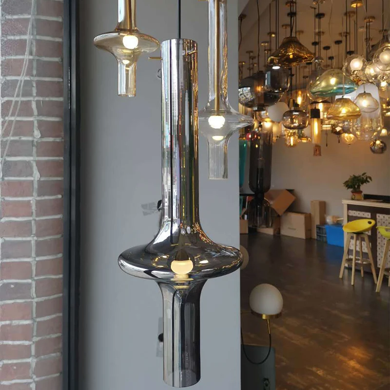 Kit de suspension allongée pour salle à manger, lampe suspendue en verre à 1 lumière de style moderne Clearhalo