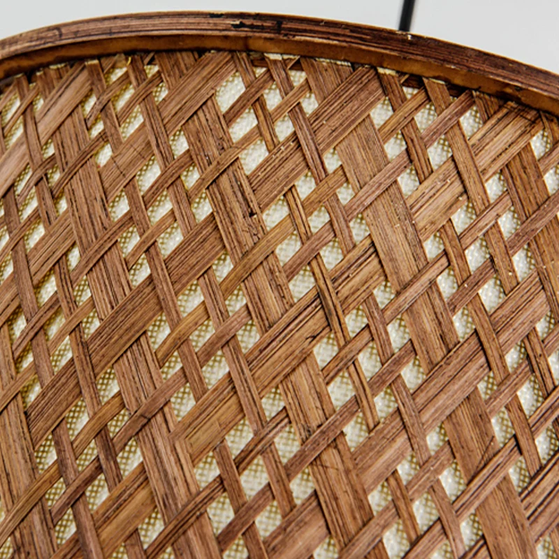 Kit de suspension contemporaine en bambou à 1 ampoule tissée marron foncé Clearhalo