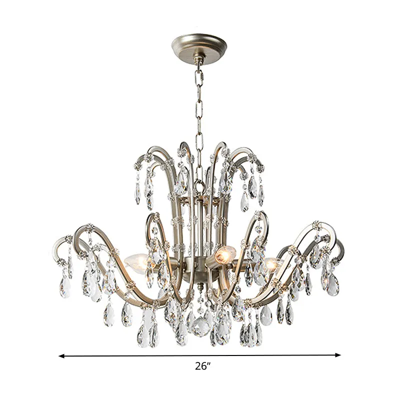 Kit de suspension en cristal à bras pivotant minimaliste, 5/8 lumières, argent vieilli Clearhalo