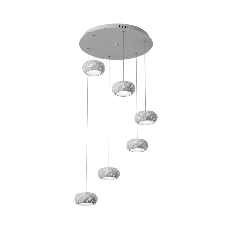 Kit de suspension tambour moderne en métal LED, éclairage à Suspension blanche en lumière blanche/chaude avec cordons régl...
