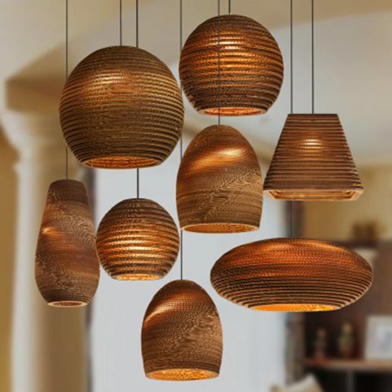 Kit de suspension trapèze/vase en papier, lampe à suspension simple marron de style campagnard, 10"/12"/15" de large Clear...