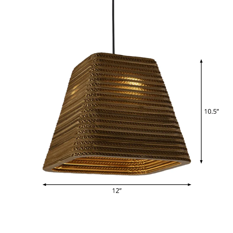 Kit de suspension trapèze/vase en papier, lampe à suspension simple marron de style campagnard, 10"/12"/15" de large Clear...