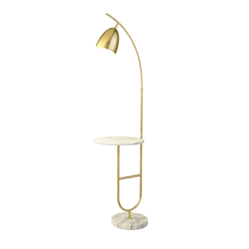 Lampadaire de lecture en forme de cloche en métal postmoderne, 1 tête, lampadaire de salon avec table d'appoint Clearhalo