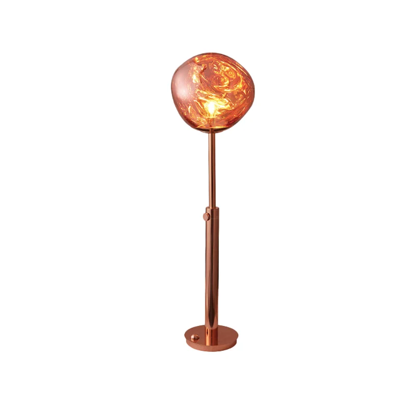 Lampadaire de lecture LED en acrylique chromé/or rose, semblable à la lave, avec barre d'extension Clearhalo