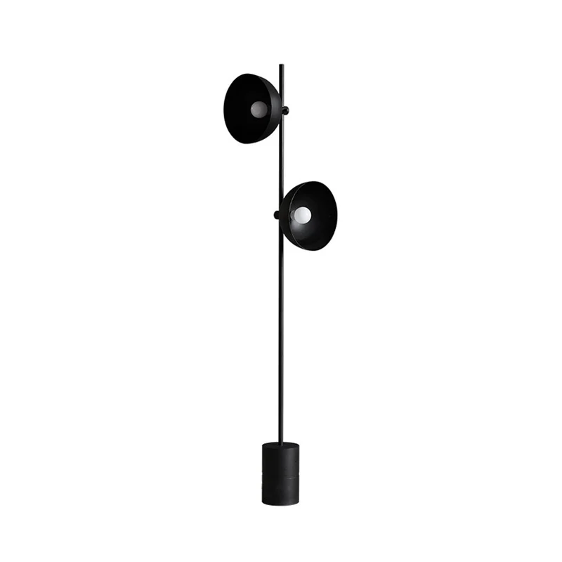 Lampadaire de lecture minimaliste à 2 ampoules avec abat-jour en métal, finition noire, lampadaire en demi-cercle Clearhalo