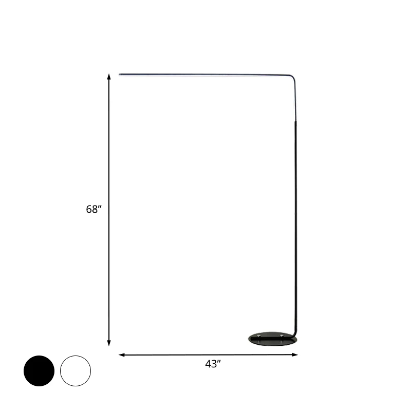 Lampadaire LED contemporain en acrylique à Angle droit, noir/blanc, lampe de lecture pour salon Clearhalo