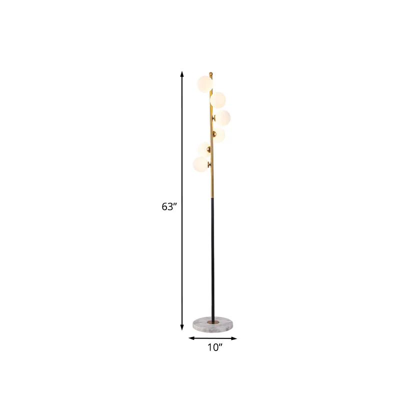 Lampadaire sphère noir-or, lampe LED simple en verre avec conception en spirale pour salle d'étude Clearhalo