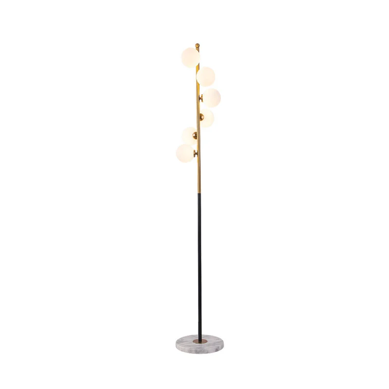 Lampadaire sphère noir-or, lampe LED simple en verre avec conception en spirale pour salle d'étude Clearhalo