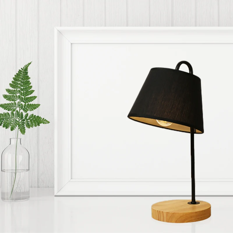Lampe de bureau à abat-jour conique en tissu, style moderne, lampe de lecture à 1 lumière pour chambre à coucher avec base...