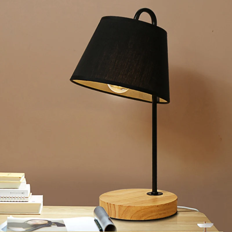 Lampe de bureau à abat-jour conique en tissu, style moderne, lampe de lecture à 1 lumière pour chambre à coucher avec base...
