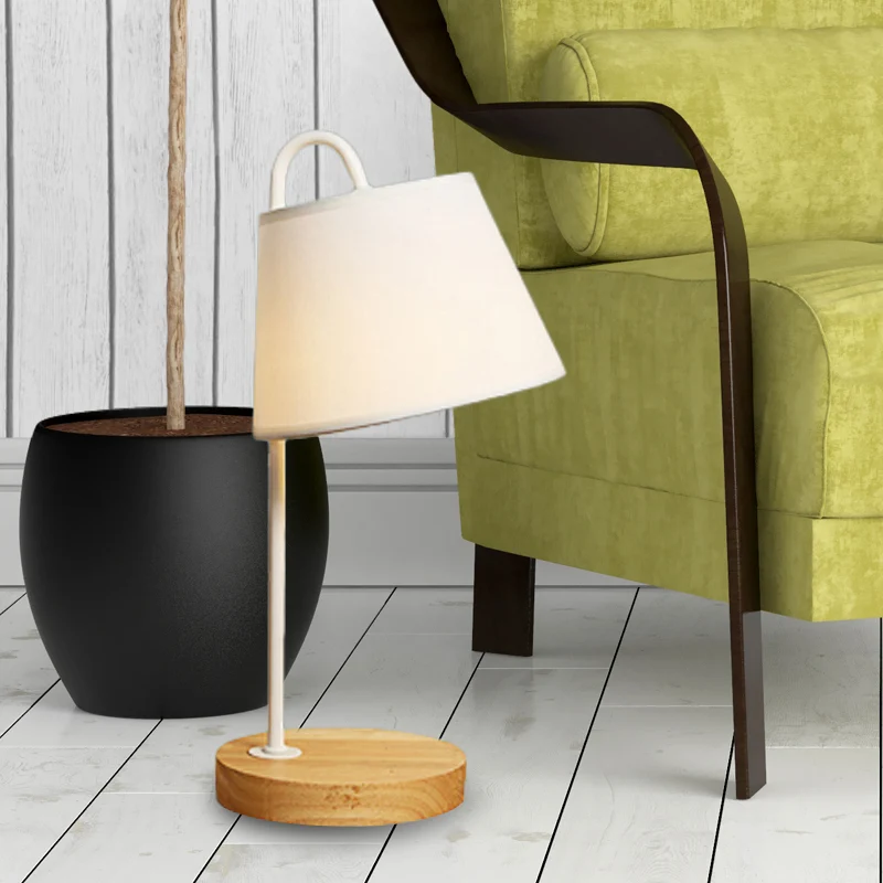 Lampe de bureau à abat-jour conique en tissu, style moderne, lampe de lecture à 1 lumière pour chambre à coucher avec base...