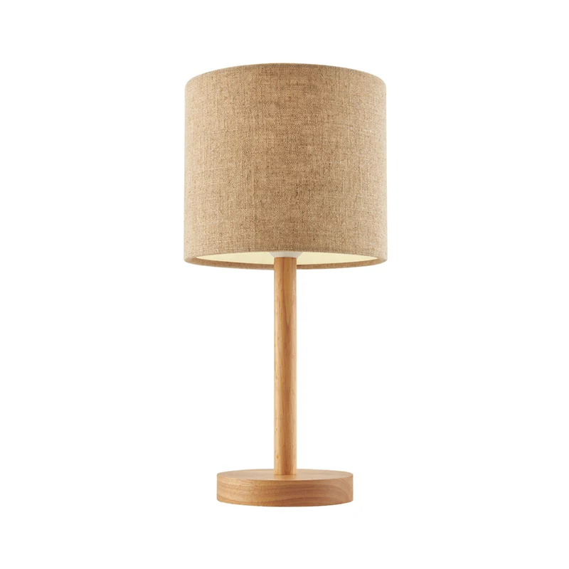 Lampe de bureau à abat-jour droit en tissu moderniste, lampe de table de chevet à 1 tête en lin Clearhalo