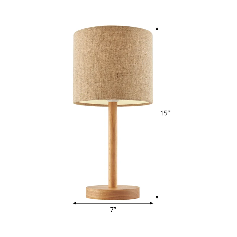 Lampe de bureau à abat-jour droit en tissu moderniste, lampe de table de chevet à 1 tête en lin Clearhalo