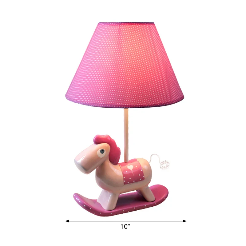 Lampe de bureau cheval à bascule pour enfant, avec abat-jour en tissu, 1 lumière en métal, lampe de bureau pour enfants Cl...