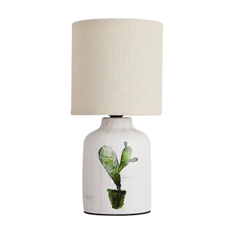Lampe de bureau cylindrique en papier moderniste, lampe de table blanche à 1 ampoule avec base en céramique et motif de ca...