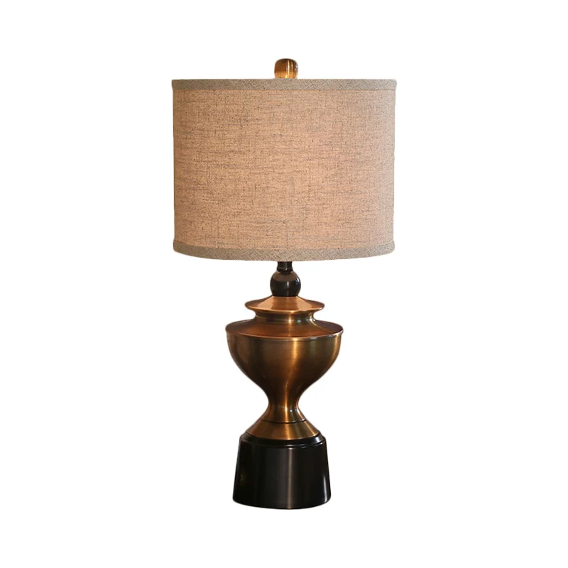 Lampe de bureau design en forme de baril, style campagnard, lampe de table de chevet à 1 ampoule pour salon, bronze Clearhalo