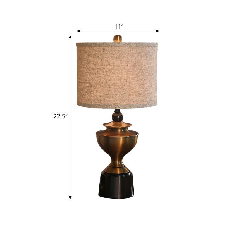 Lampe de bureau design en forme de baril, style campagnard, lampe de table de chevet à 1 ampoule pour salon, bronze Clearhalo