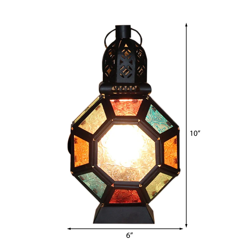 Lampe de bureau en forme de coquille de tortue pour chambre d'enfant, vitrail, 1 lampe de table marocaine, finition noire...