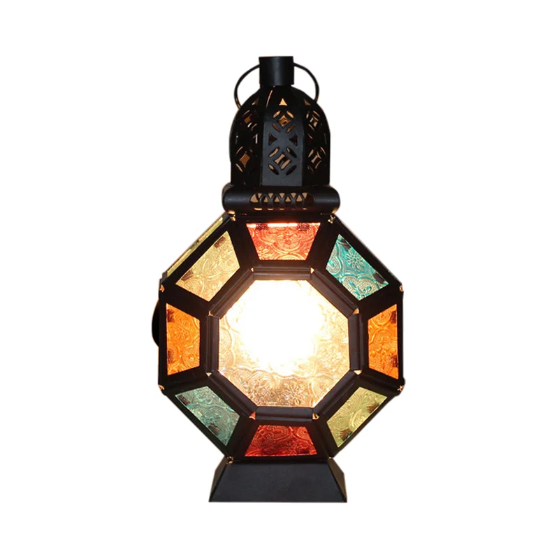Lampe de bureau en forme de coquille de tortue pour chambre d'enfant, vitrail, 1 lampe de table marocaine, finition noire...