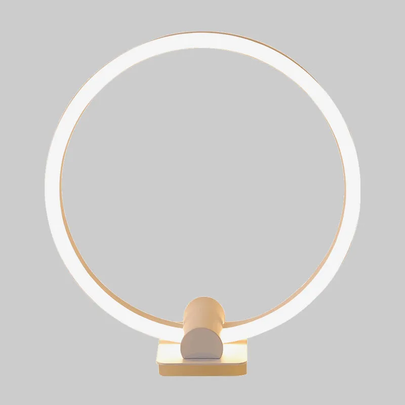 Lampe de bureau LED pour salon, lampe de travail blanche moderne avec abat-jour circulaire en acrylique dans une lumière c...