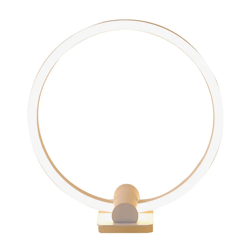 Lampe de bureau LED pour salon, lampe de travail blanche moderne avec abat-jour circulaire en acrylique dans une lumière c...