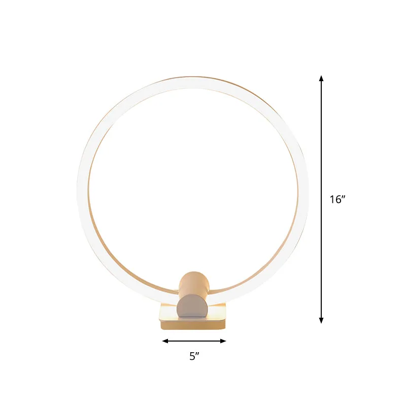 Lampe de bureau LED pour salon, lampe de travail blanche moderne avec abat-jour circulaire en acrylique dans une lumière c...