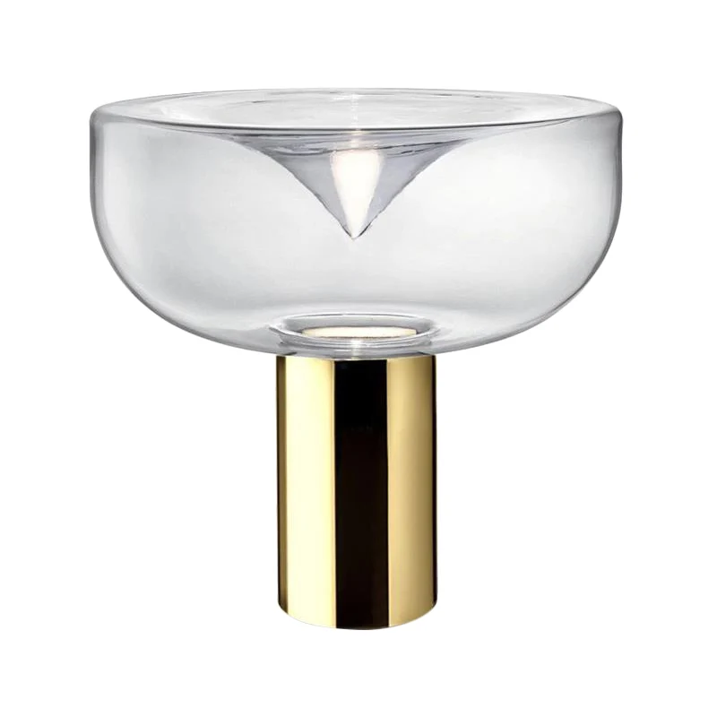 Lampe de bureau moderne à 1 tête pour salon, lampe de lecture dorée avec abat-jour en verre transparent Clearhalo