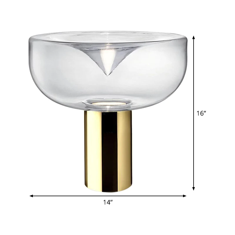 Lampe de bureau moderne à 1 tête pour salon, lampe de lecture dorée avec abat-jour en verre transparent Clearhalo