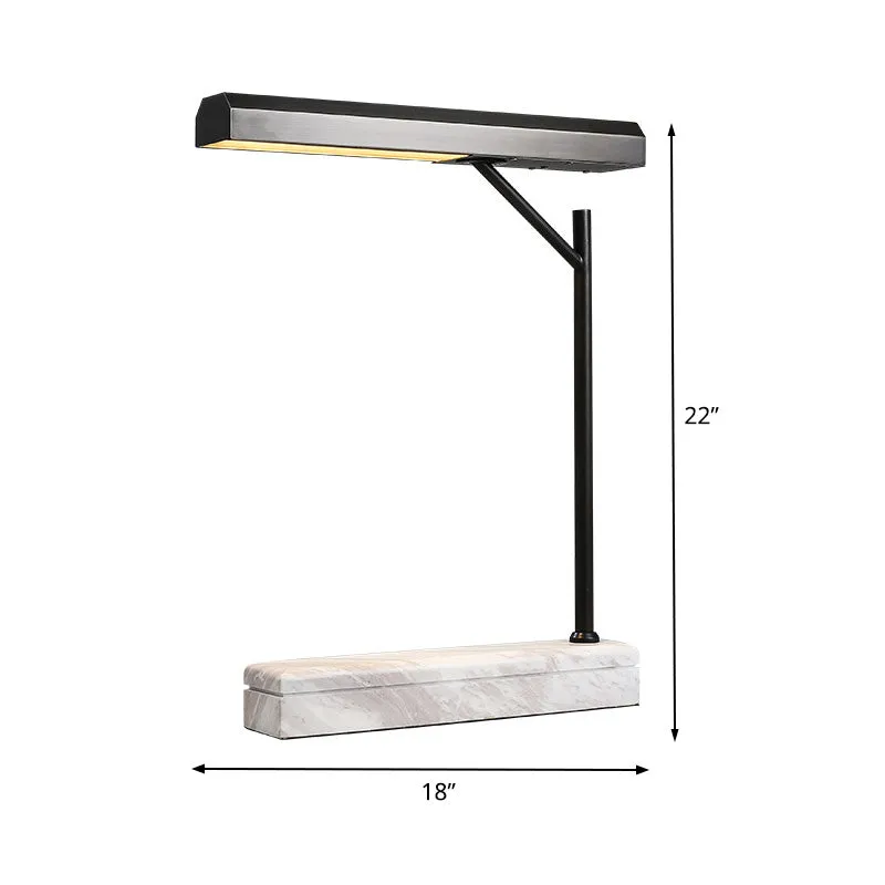 Lampe de bureau à ombrage en métal Lampe de table de nuit LED moderniste en noir avec base en marbre Clearhalo