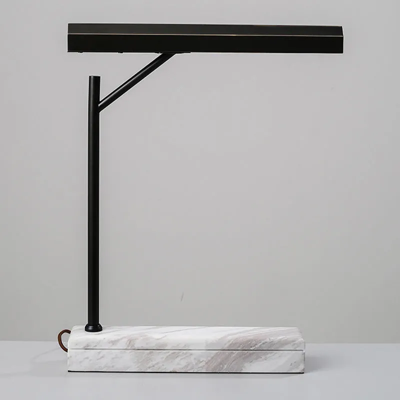 Lampe de bureau à ombrage en métal Lampe de table de nuit LED moderniste en noir avec base en marbre Clearhalo