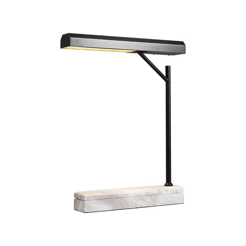 Lampe de bureau à ombrage en métal Lampe de table de nuit LED moderniste en noir avec base en marbre Clearhalo