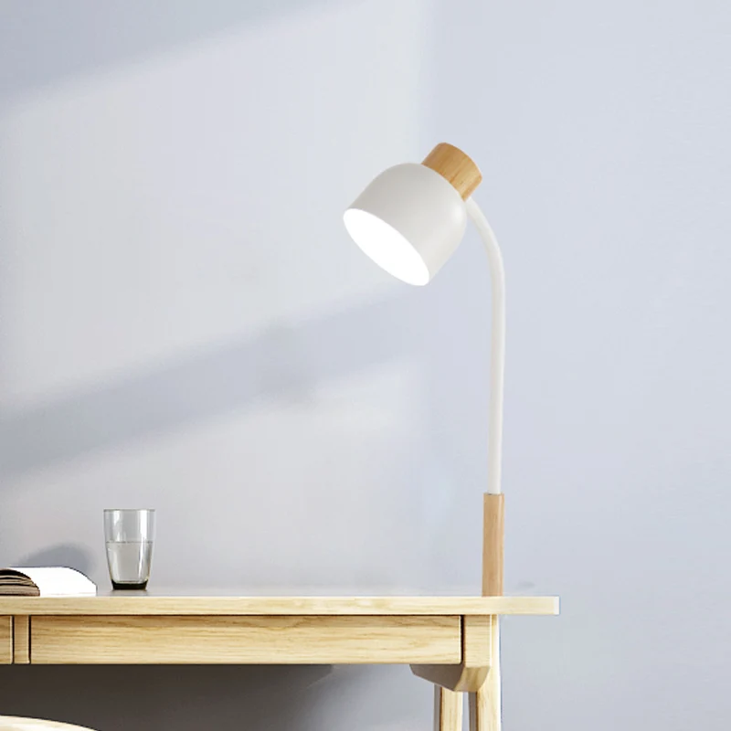 Lampe de bureau à pince de studio à abat-jour en fer, lampe de travail à 1 lumière de style nordique en vert/blanc et bois...