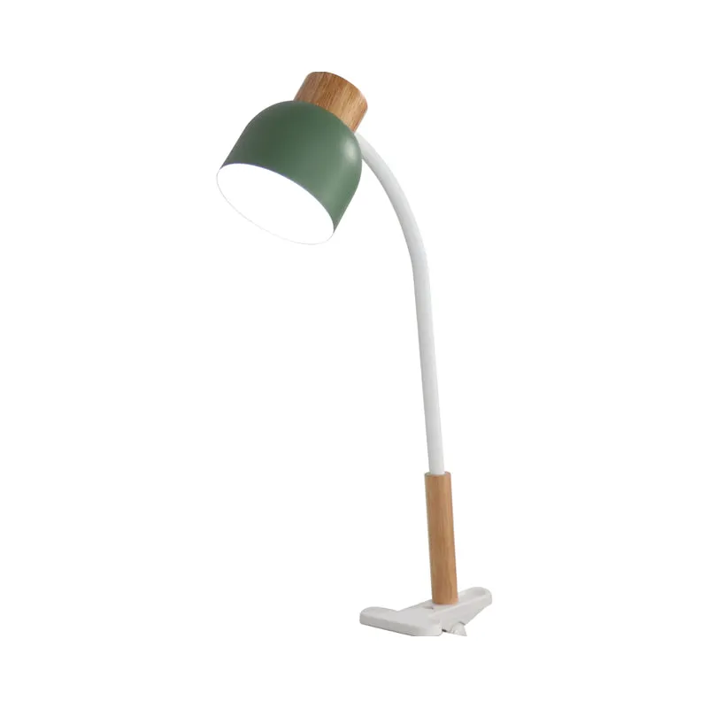 Lampe de bureau à pince de studio à abat-jour en fer, lampe de travail à 1 lumière de style nordique en vert/blanc et bois...