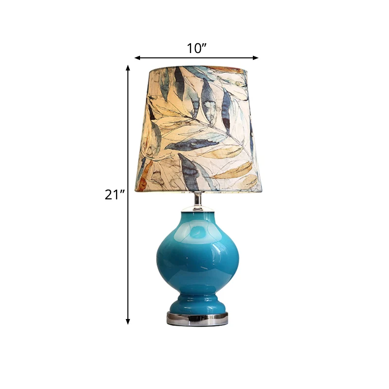 Lampe de bureau en tissu à abat-jour conique, lampe de table de chevet de chambre à coucher à 1 ampoule de style tradition...