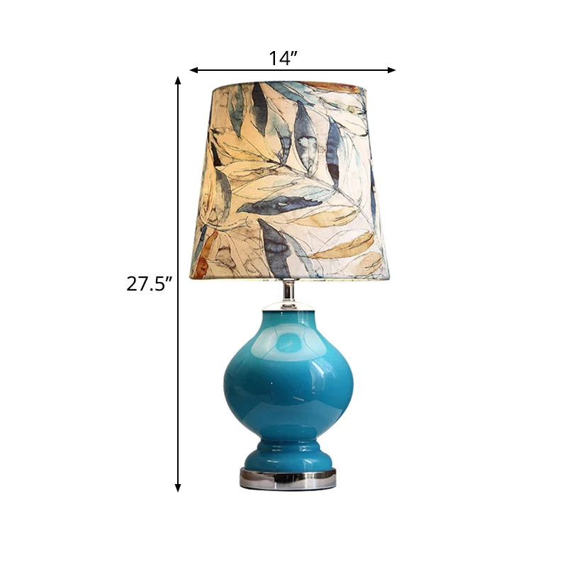Lampe de bureau en tissu à abat-jour conique, lampe de table de chevet de chambre à coucher à 1 ampoule de style tradition...
