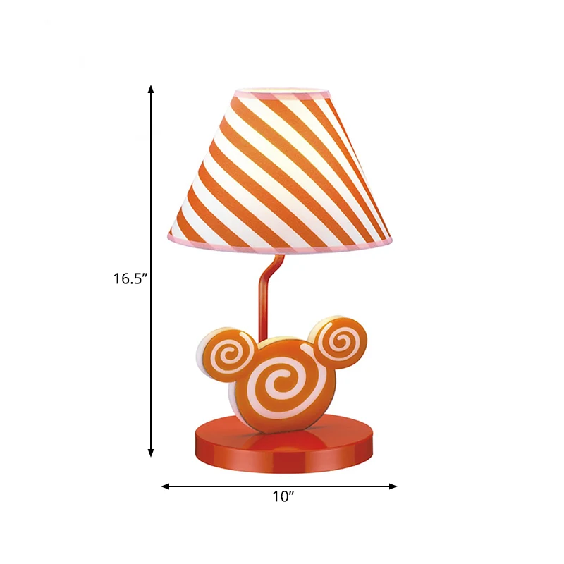 Lampe de chevet conique orange, éclairage de Table de nuit en tissu pour enfants avec tête de souris Clearhalo
