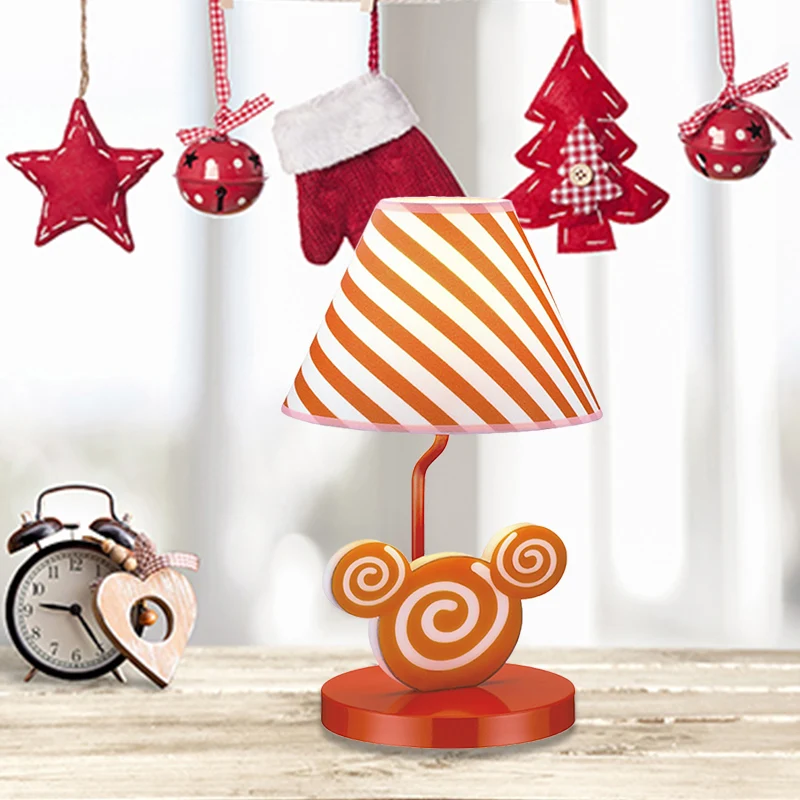 Lampe de chevet conique orange, éclairage de Table de nuit en tissu pour enfants avec tête de souris Clearhalo